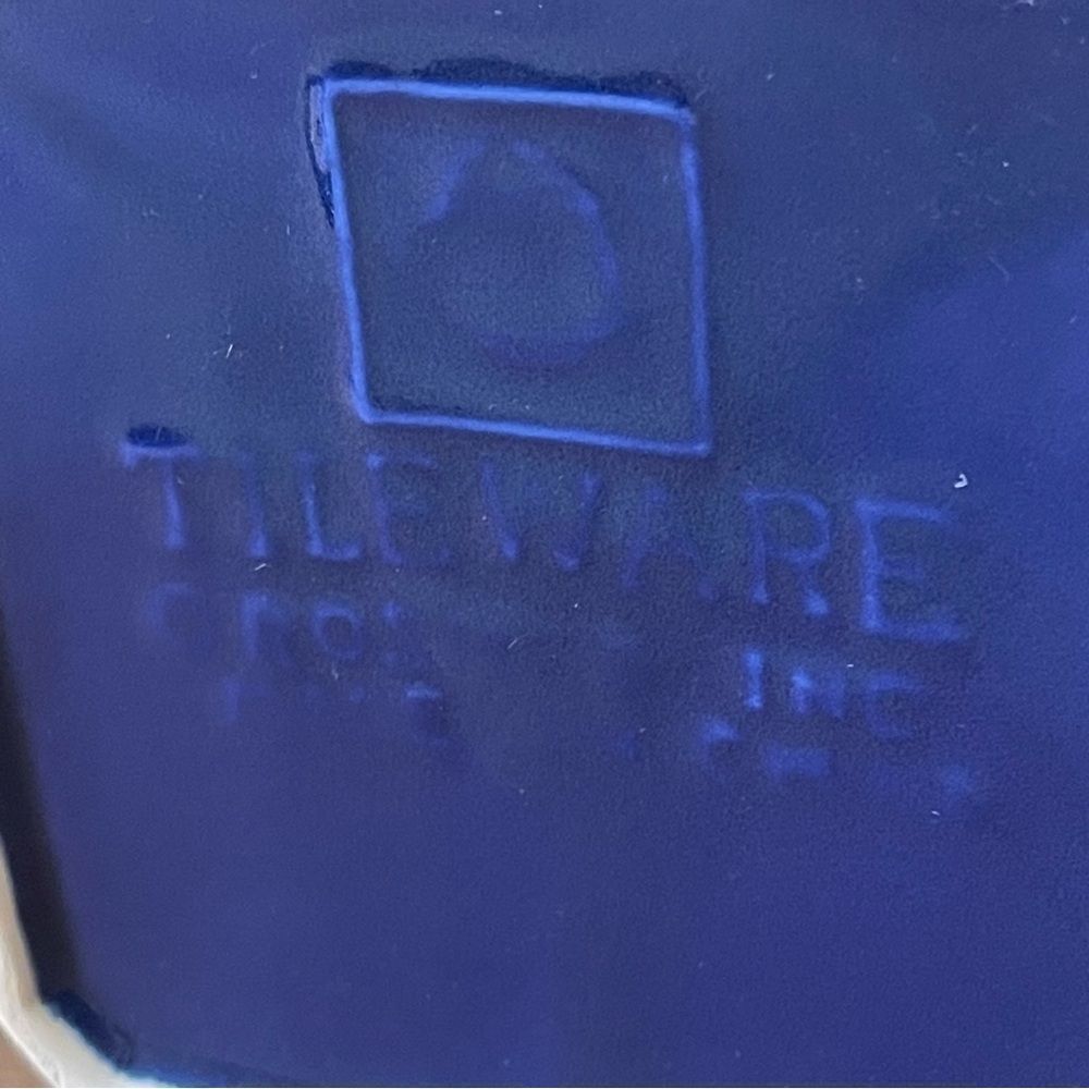 Vintage Roshco TileWare Cobalt Blue Baker Graphic Tile Ceramic Square Canister - Picture 12 of 13